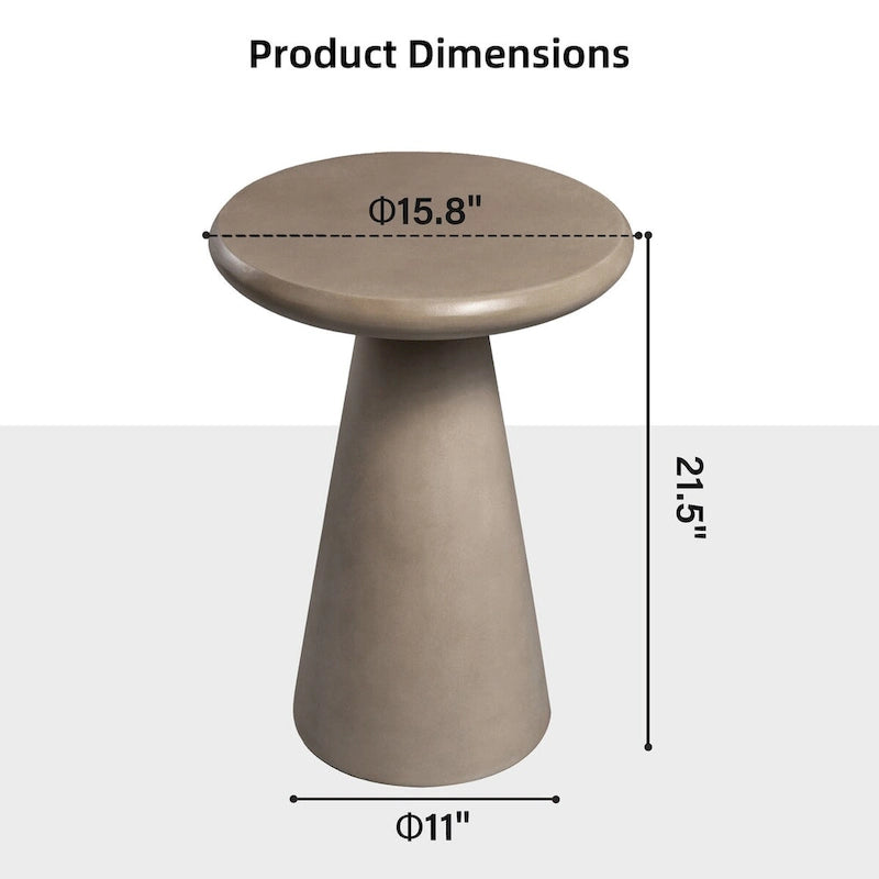 Table d'appoint d'extérieur en béton Mgo en forme de champignon Patio Watcher 16 po