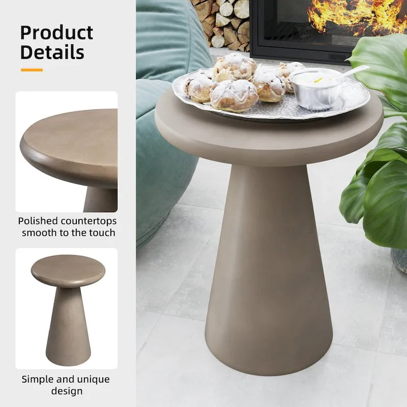 Table d'appoint d'extérieur en béton Mgo en forme de champignon Patio Watcher 16 po