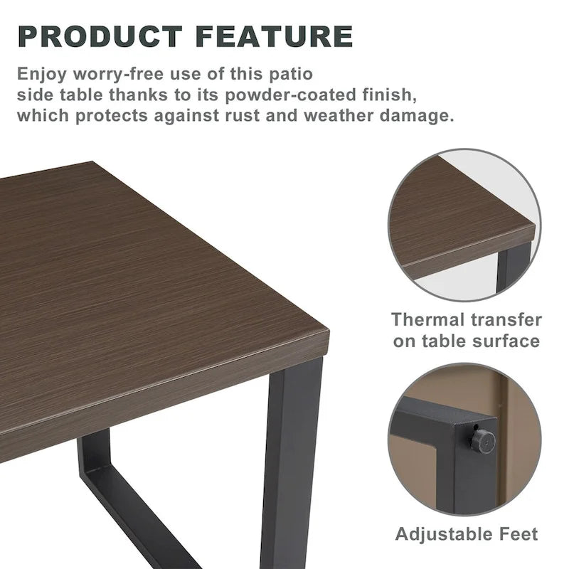 Table basse de patio, Table d'extérieur en acier métallique