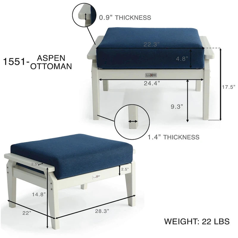 Pouffe LuXeo Aspen avec coussin