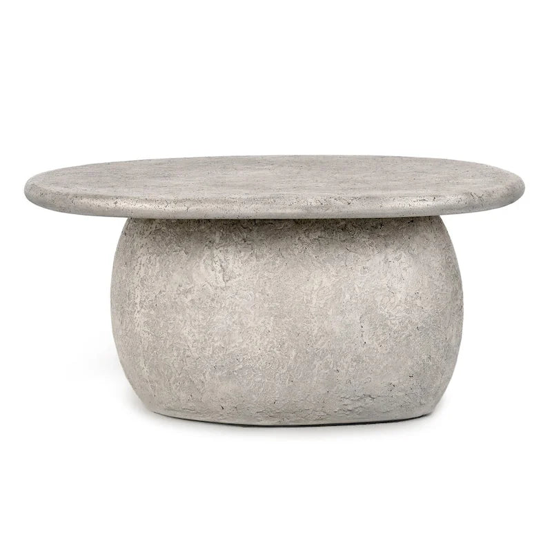 Table basse ronde d'extérieur en béton Classic Home Britney de 42 pouces - 42Lx42Px18H