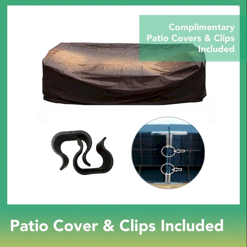 Ohana Patio Extérieur 7 pièces en osier marron mélangé avec coussins - Aucun assemblage requis