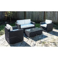 4 Piece Outdoor Rattan Wicker Sofa Sectional Patio Furniture Set