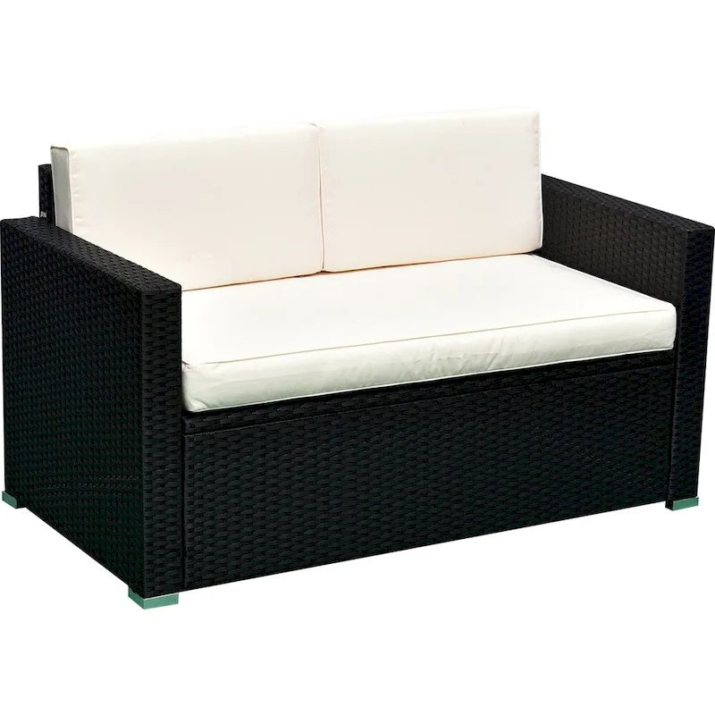 Ensemble de mobilier de patio en rotin et osier de 4 pièces