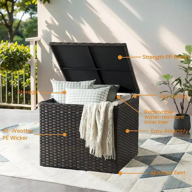 Coffre de rangement de jardin étanche pour terrasse