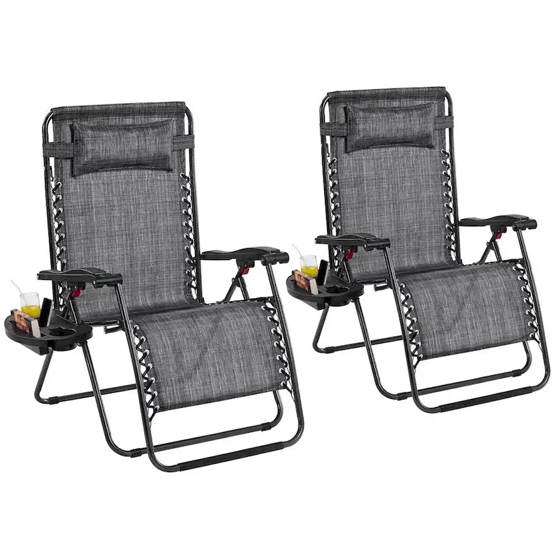 Yaheetech Lot de 2 transats/chaises longues pliables XL extra-larges zéro gravité de 74 cm