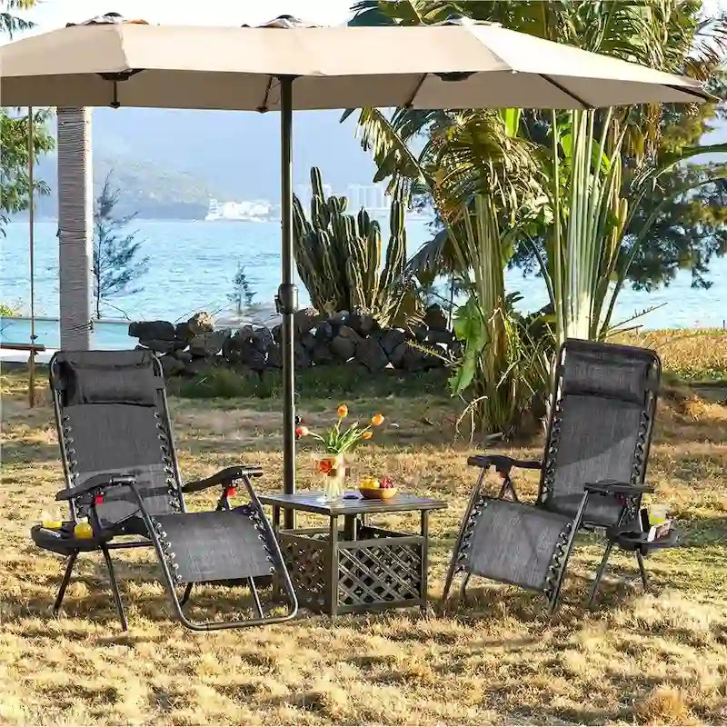 Yaheetech Lot de 2 transats/chaises longues pliables XL extra-larges zéro gravité de 74 cm