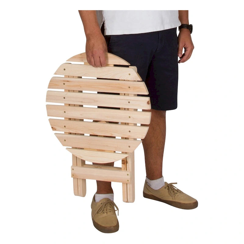 Table pliante ronde escamotable en cèdre assemblée Remedy 19