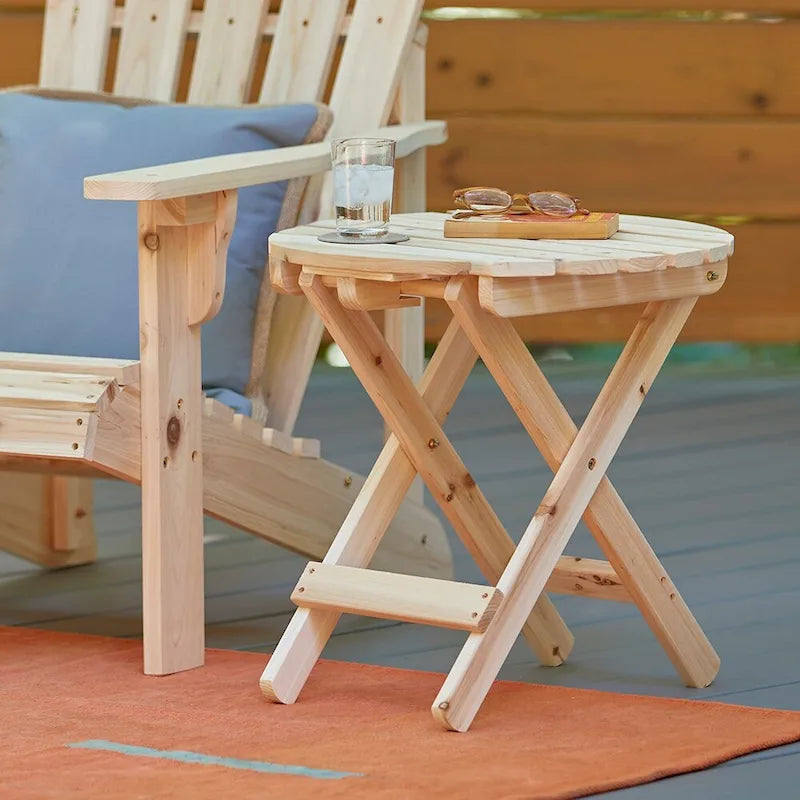 Table pliante ronde escamotable en cèdre assemblée Remedy 19