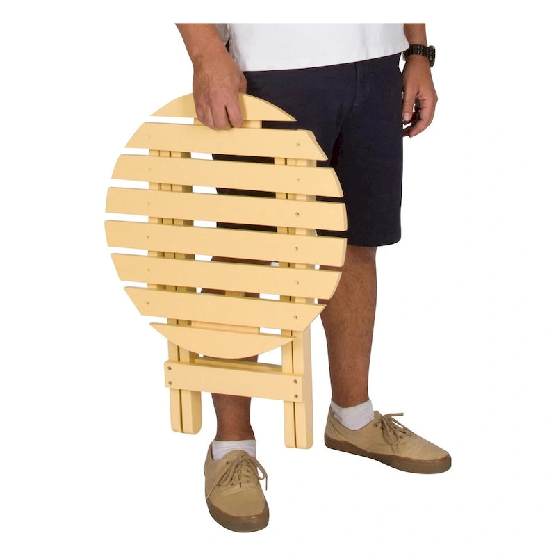 Table pliante ronde escamotable en cèdre assemblée Remedy 19