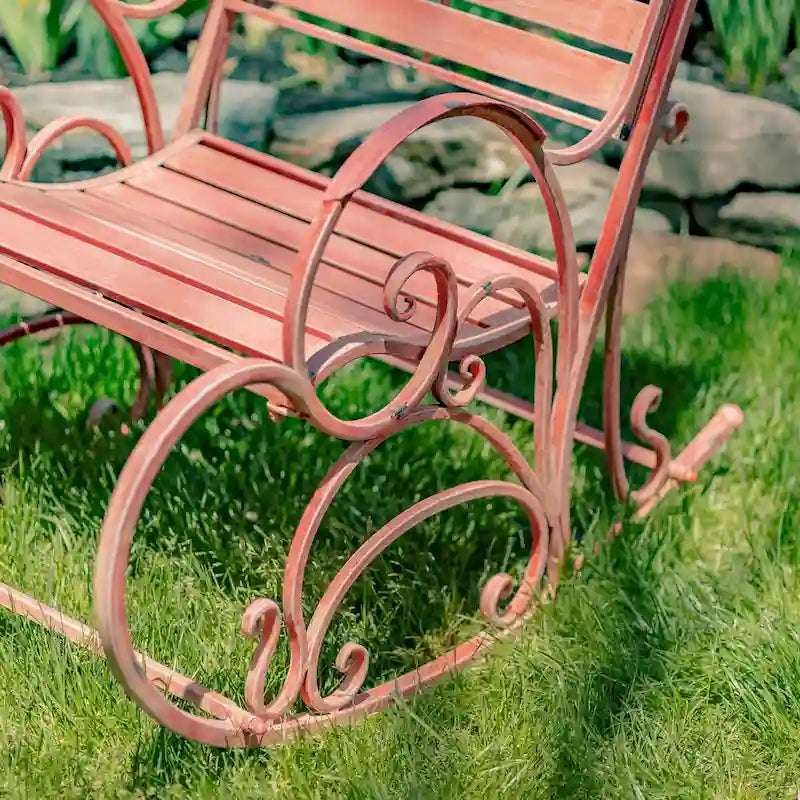 Fauteuil à bascule Monte Carlo 1968 en fer rose flamant - 24,5 L x 42 l x 36,5 H