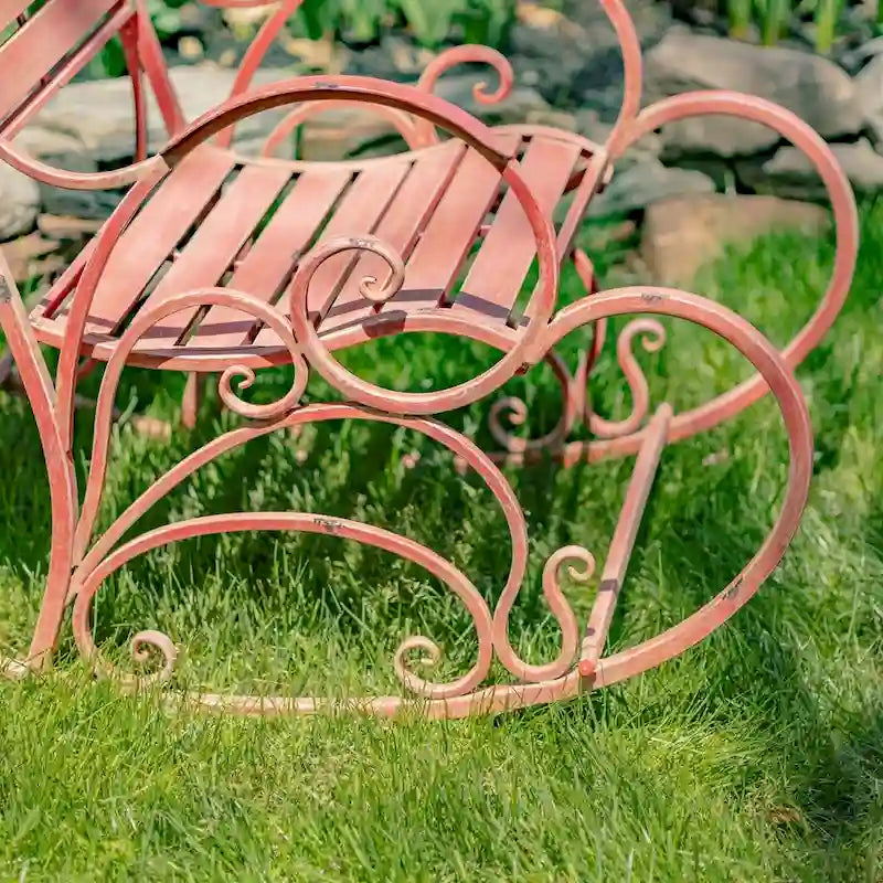 Fauteuil à bascule Monte Carlo 1968 en fer rose flamant - 24,5 L x 42 l x 36,5 H