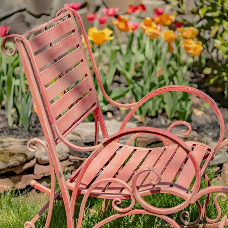 Fauteuil à bascule Monte Carlo 1968 en fer rose flamant - 24,5 L x 42 l x 36,5 H