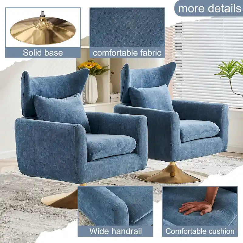 Fauteuil d'appoint pivotant à 360 degrés style milieu de siècle classique