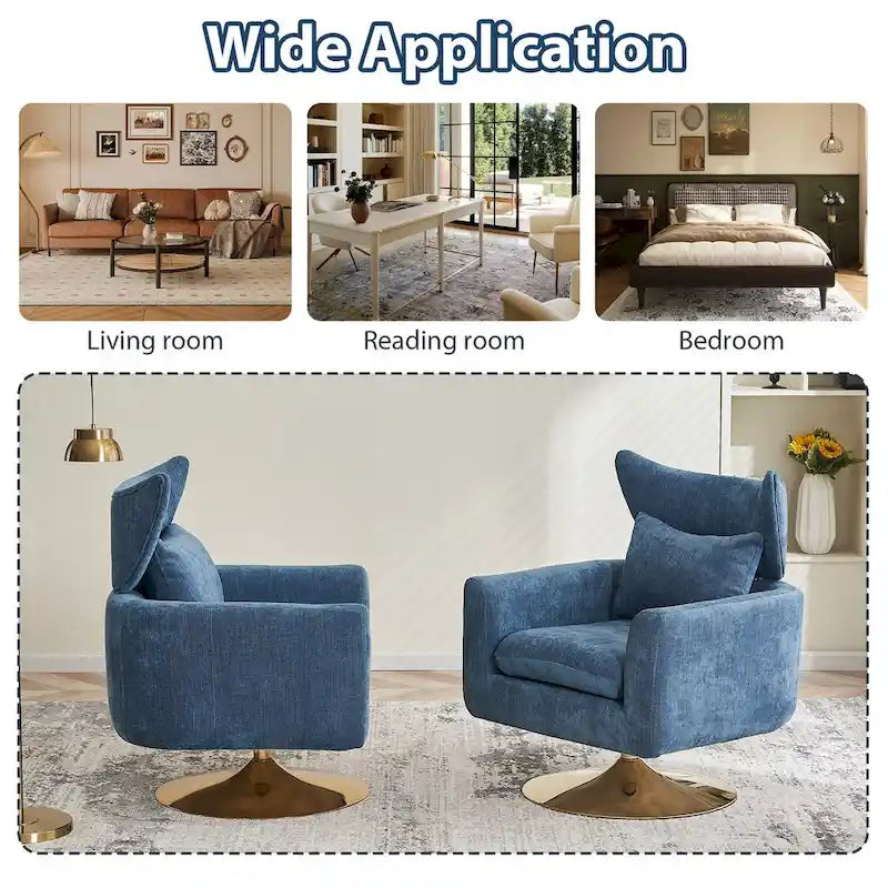 Fauteuil d'appoint pivotant à 360 degrés style milieu de siècle classique
