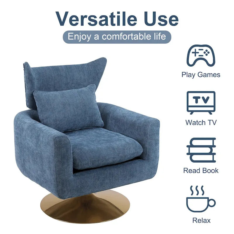 Fauteuil d'appoint pivotant à 360 degrés style milieu de siècle classique