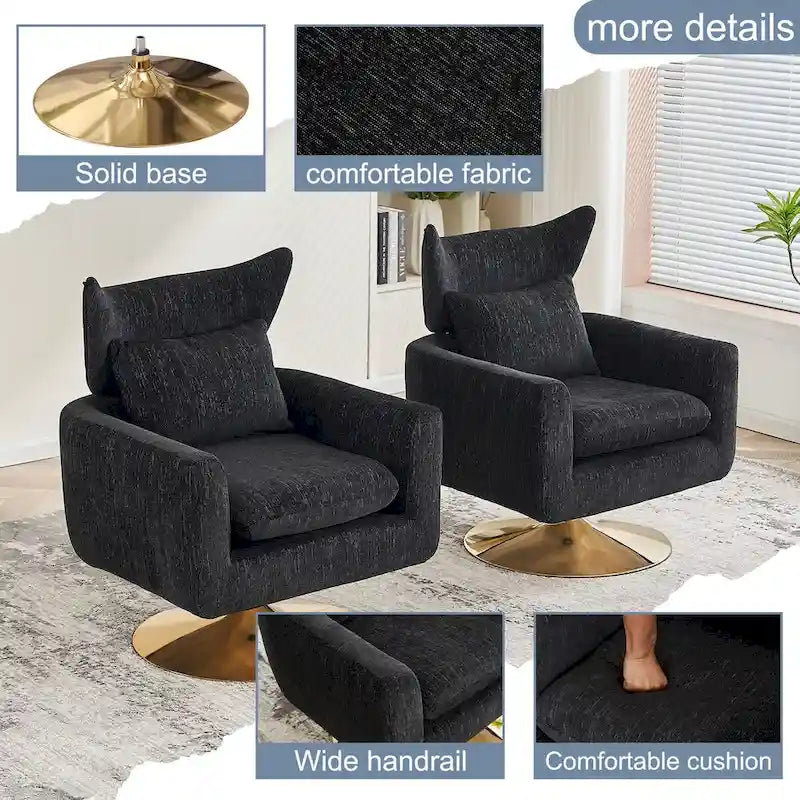 Fauteuil d'appoint pivotant à 360 degrés style milieu de siècle classique