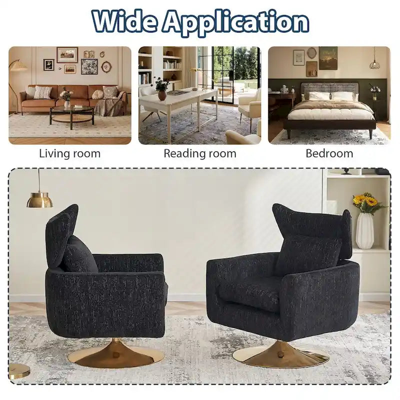 Fauteuil d'appoint pivotant à 360 degrés style milieu de siècle classique