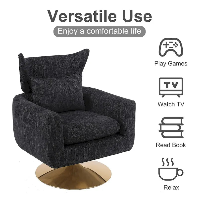 Fauteuil d'appoint pivotant à 360 degrés style milieu de siècle classique
