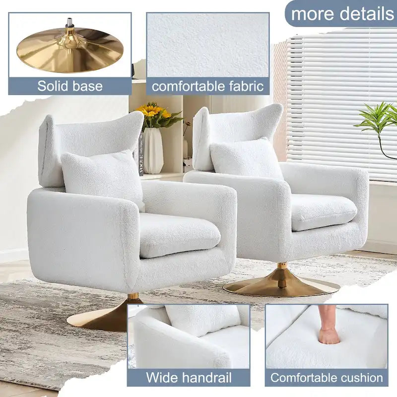 Fauteuil d'appoint pivotant à 360 degrés style milieu de siècle classique