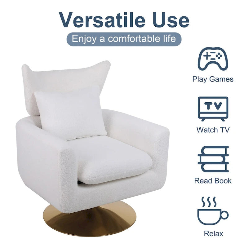 Fauteuil d'appoint pivotant à 360 degrés style milieu de siècle classique