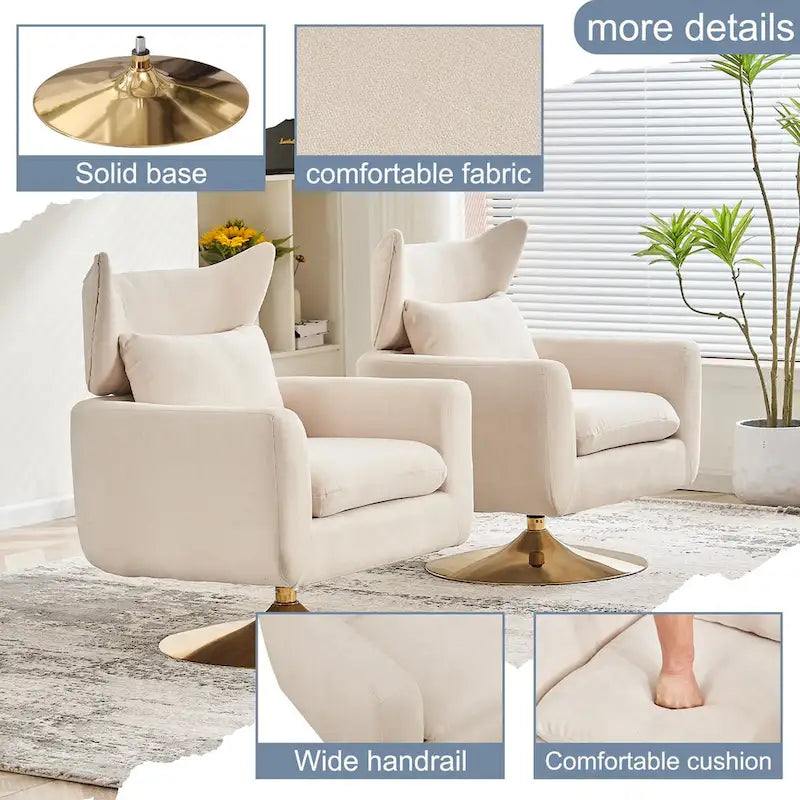 Fauteuil d'appoint pivotant à 360 degrés style milieu de siècle classique
