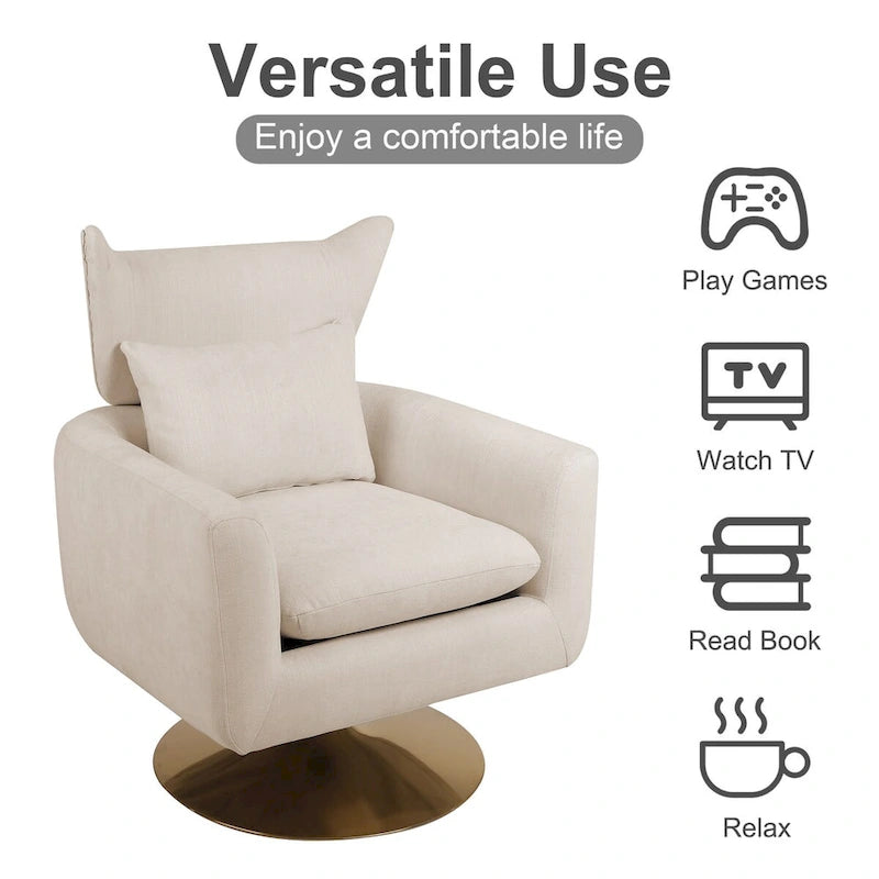 Fauteuil d'appoint pivotant à 360 degrés style milieu de siècle classique