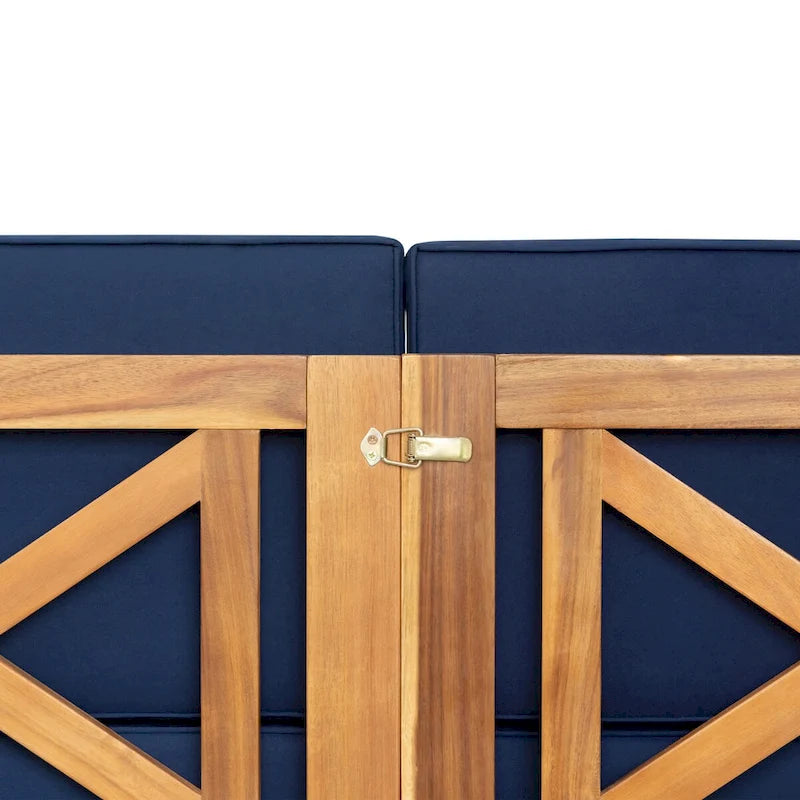 Ensemble de canapé d'angle d'extérieur en bois d'acacia naturel avec table solide
