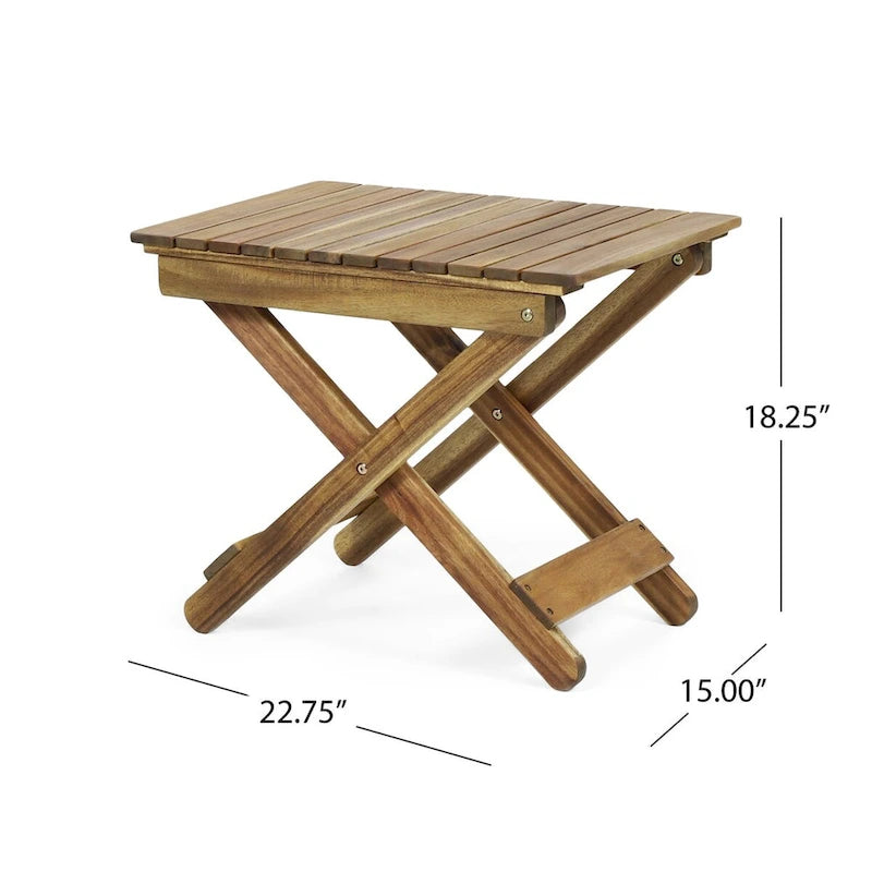 Table d'appoint pliante en bois d'extérieur 15P x 22,75L x 18,25H