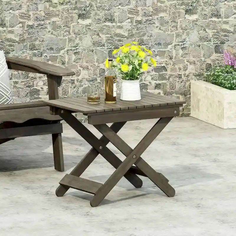 Table d'appoint pliante en bois d'extérieur 15P x 22,75L x 18,25H