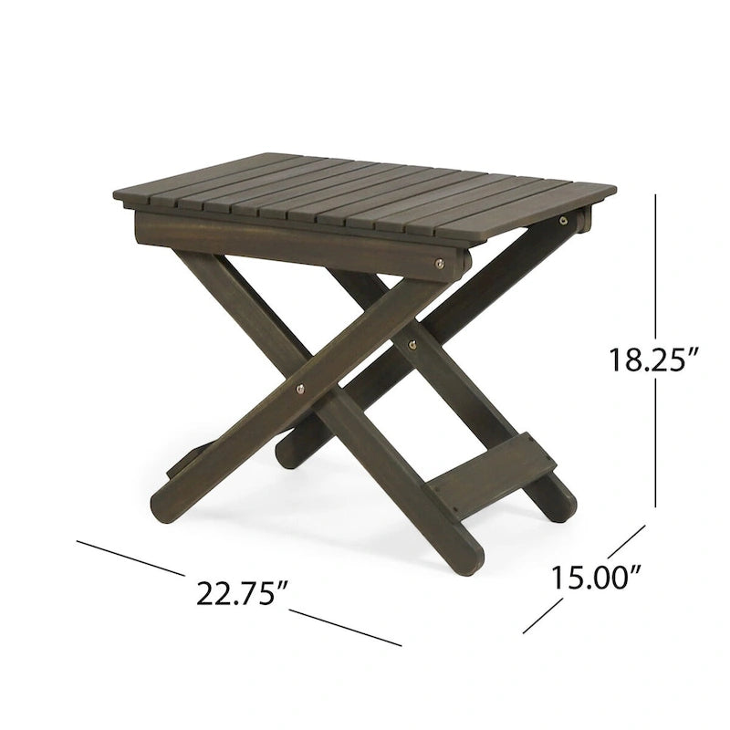 Table d'appoint pliante en bois d'extérieur 15P x 22,75L x 18,25H