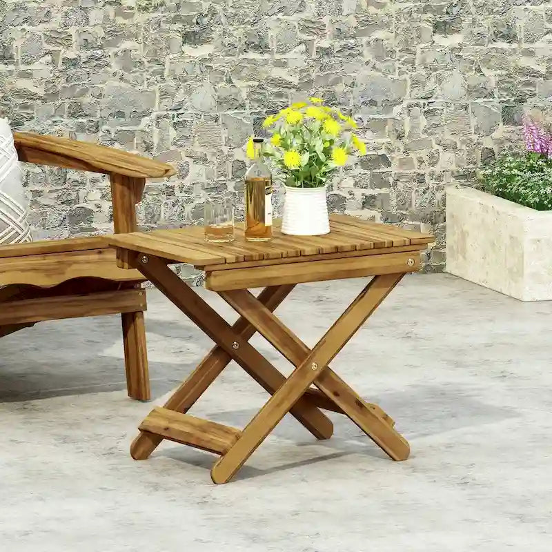 Table d'appoint pliante en bois d'extérieur 15P x 22,75L x 18,25H