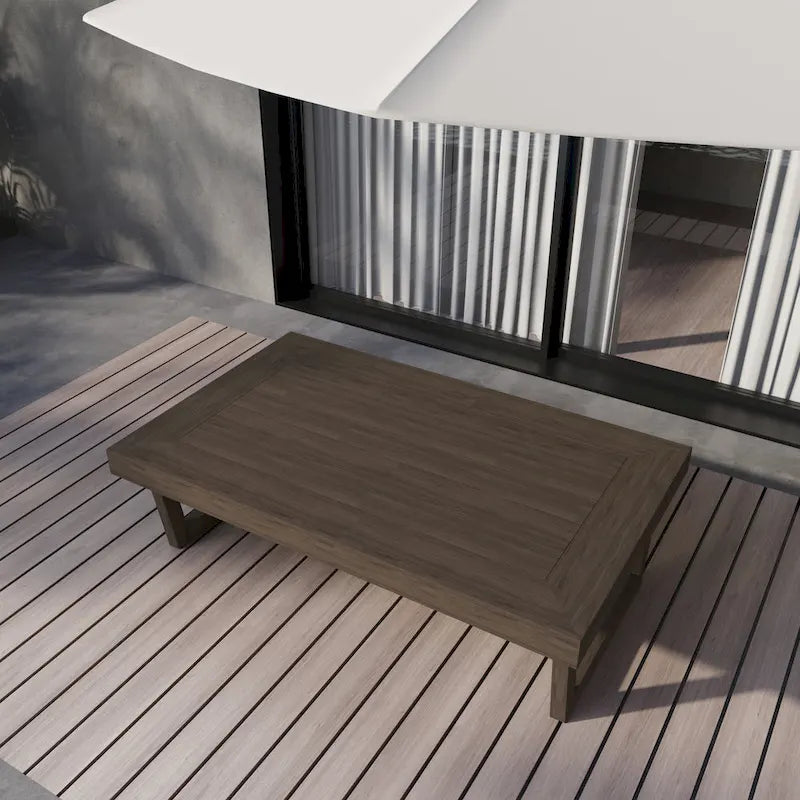 Table basse d'appoint rectangulaire d'extérieur en bois résistant aux intempéries