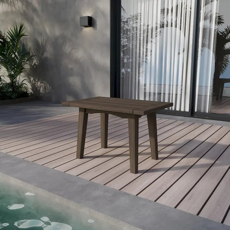 Table basse d'appoint rectangulaire d'extérieur en bois résistant aux intempéries