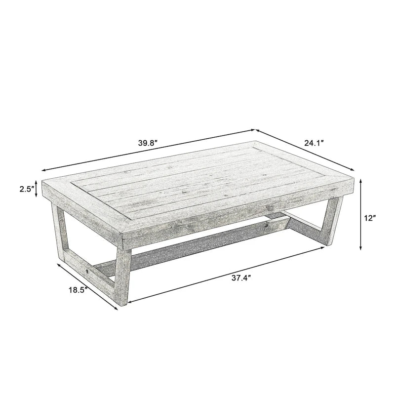 Table basse d'appoint rectangulaire d'extérieur en bois résistant aux intempéries