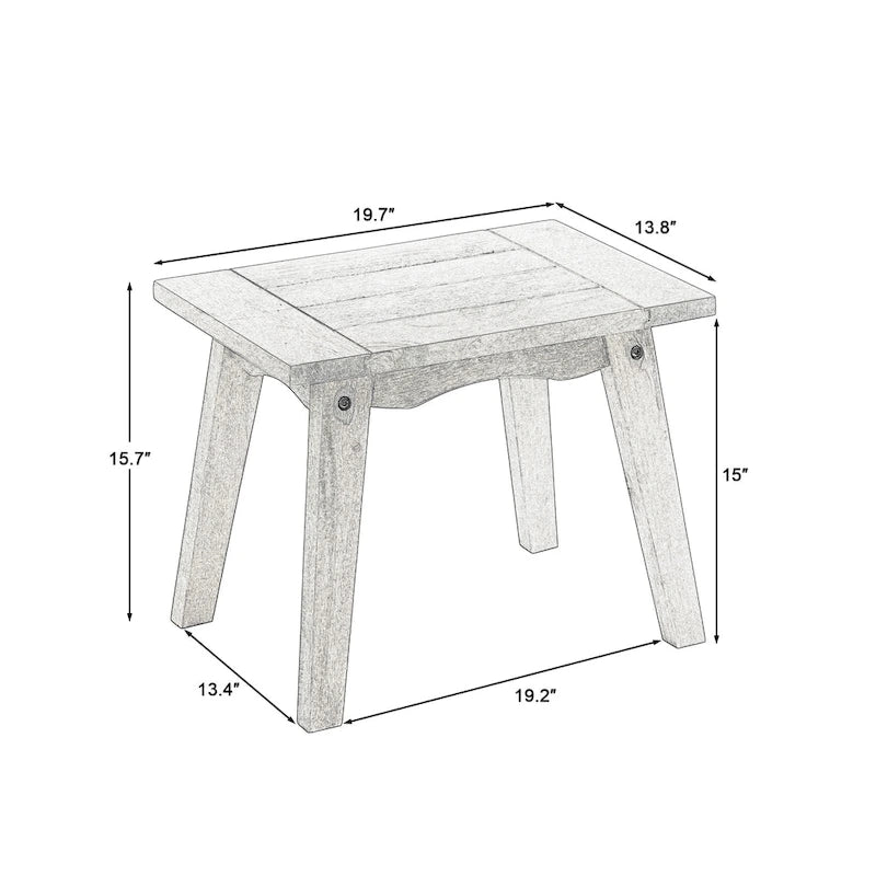 Table basse d'appoint rectangulaire d'extérieur en bois résistant aux intempéries