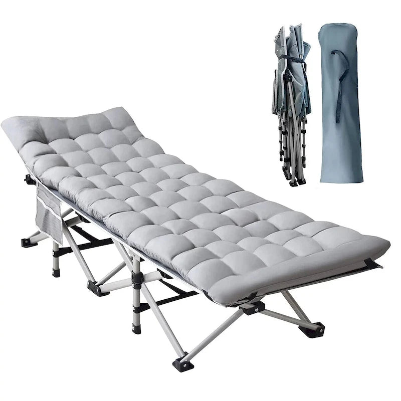 Lit de Camp Pliant avec Matelas en Coton Amovible pour le Bureau, la Maison et la Plage, 204 kg