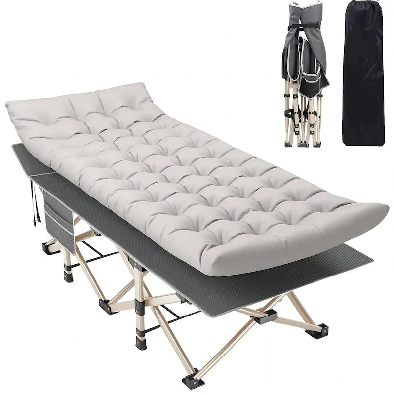 Folding Camping Cot with Removable Cotton Mattress for Office, Home and Beach, 450 lbs