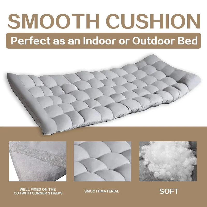 Lit de Camp Pliant avec Matelas en Coton Amovible pour le Bureau, la Maison et la Plage, 204 kg