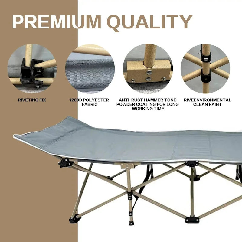 Lit de Camp Pliant avec Matelas en Coton Amovible pour le Bureau, la Maison et la Plage, 204 kg