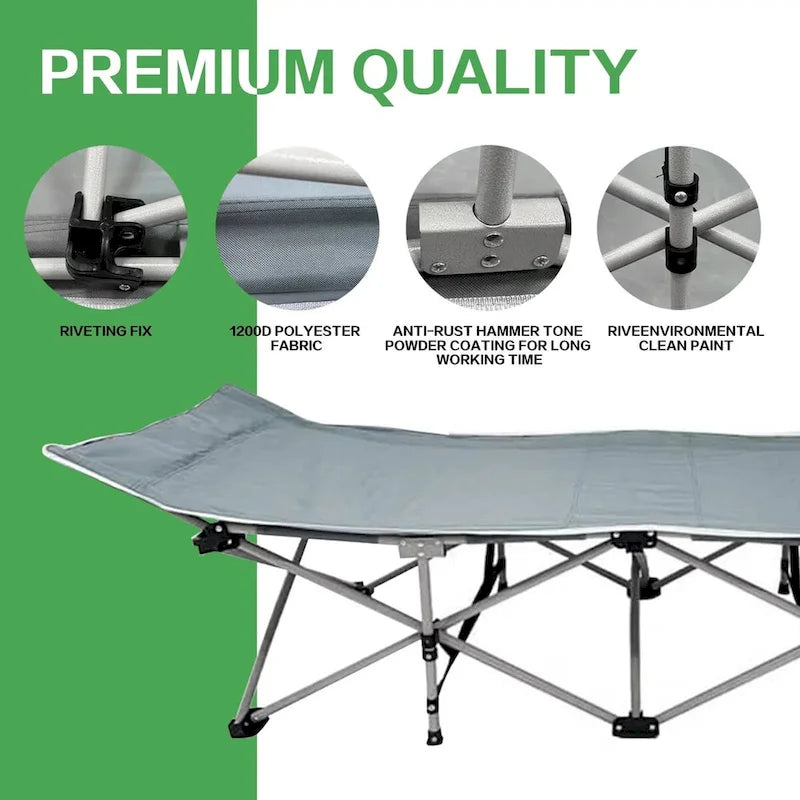 Lit de Camp Pliant avec Matelas en Coton Amovible pour le Bureau, la Maison et la Plage, 204 kg