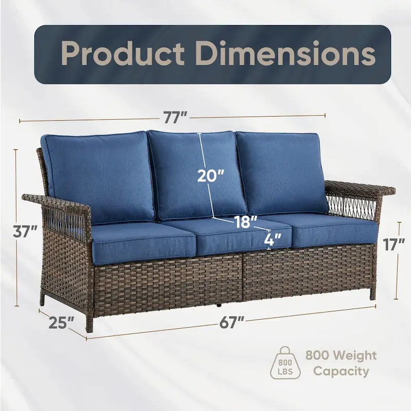 Ensemble de mobilier de jardin en rotin synthétique PE - Marron