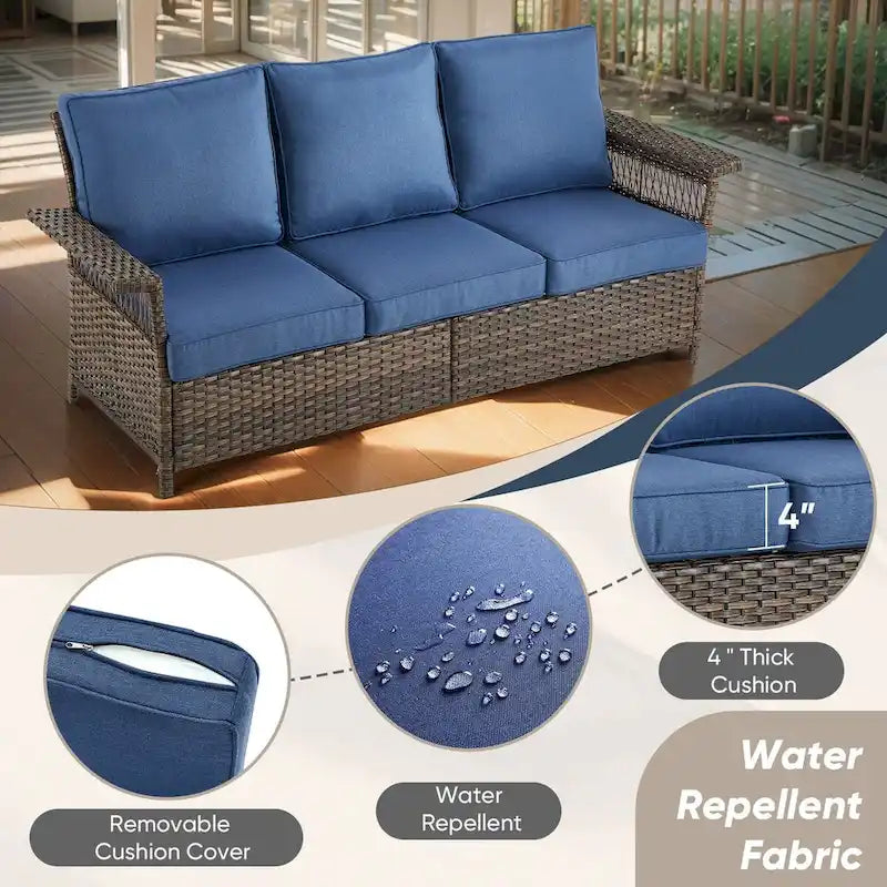 Ensemble de mobilier de jardin en rotin synthétique PE - Marron