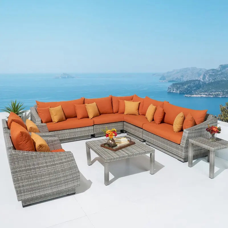 Salon de jardin Cannes 9 pièces en Sunbrella avec table