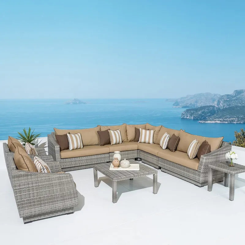 Salon de jardin Cannes 9 pièces en Sunbrella avec table
