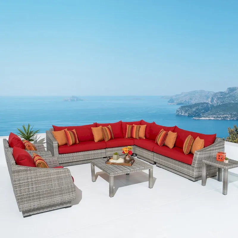 Salon de jardin Cannes 9 pièces en Sunbrella avec table