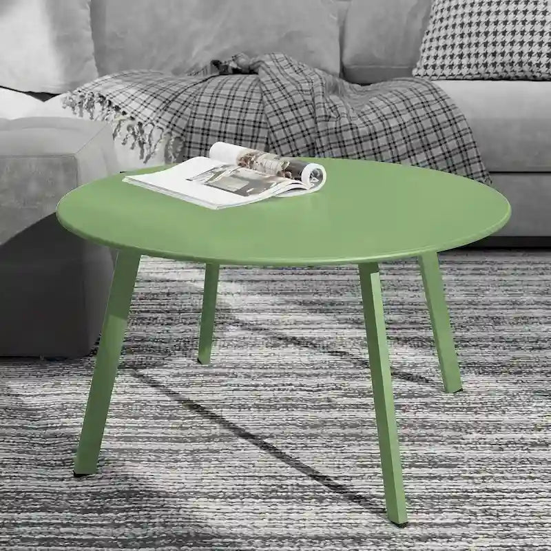 Table basse ronde en acier pour patio, grande table d'appoint extérieure résistante aux intempéries pour jardin, balcon, cour - 70 x 70 x 40 cm
