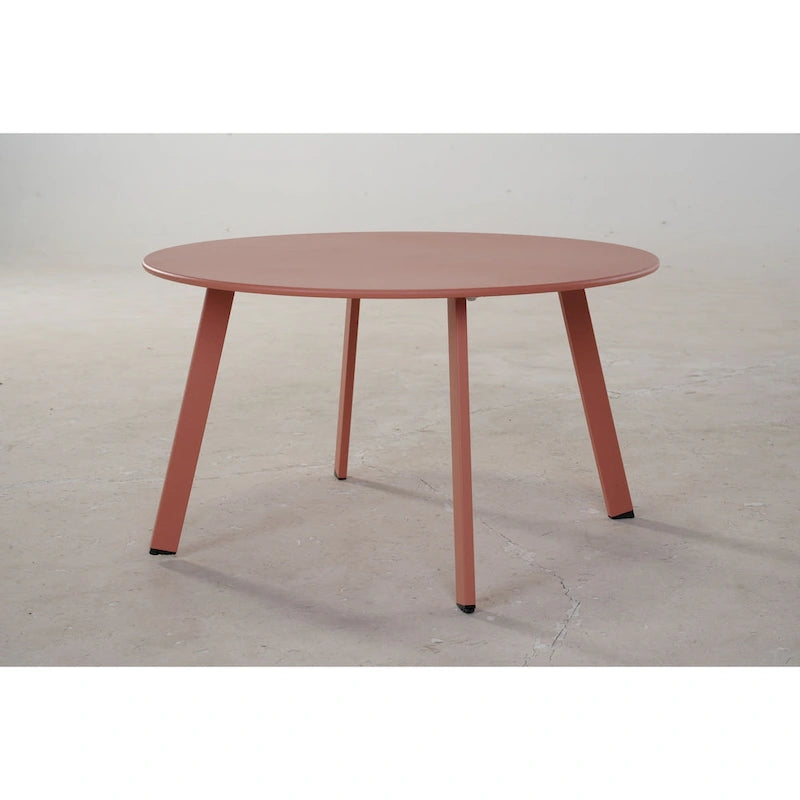 Table basse ronde en acier pour patio, grande table d'appoint extérieure résistante aux intempéries pour jardin, balcon, cour - 70 x 70 x 40 cm