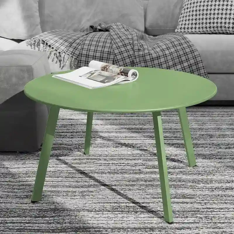 Table basse ronde en acier pour patio, grande table d'appoint extérieure résistante aux intempéries pour jardin, balcon, cour - 70 x 70 x 40 cm