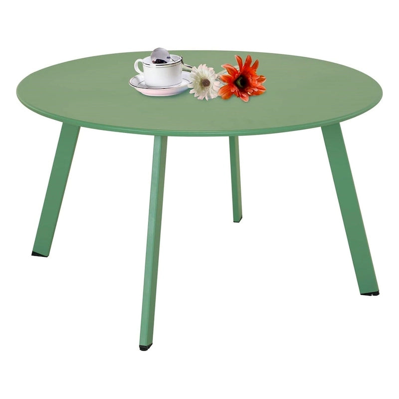 Table basse ronde en acier pour patio, grande table d'appoint extérieure résistante aux intempéries pour jardin, balcon, cour - 70 x 70 x 40 cm